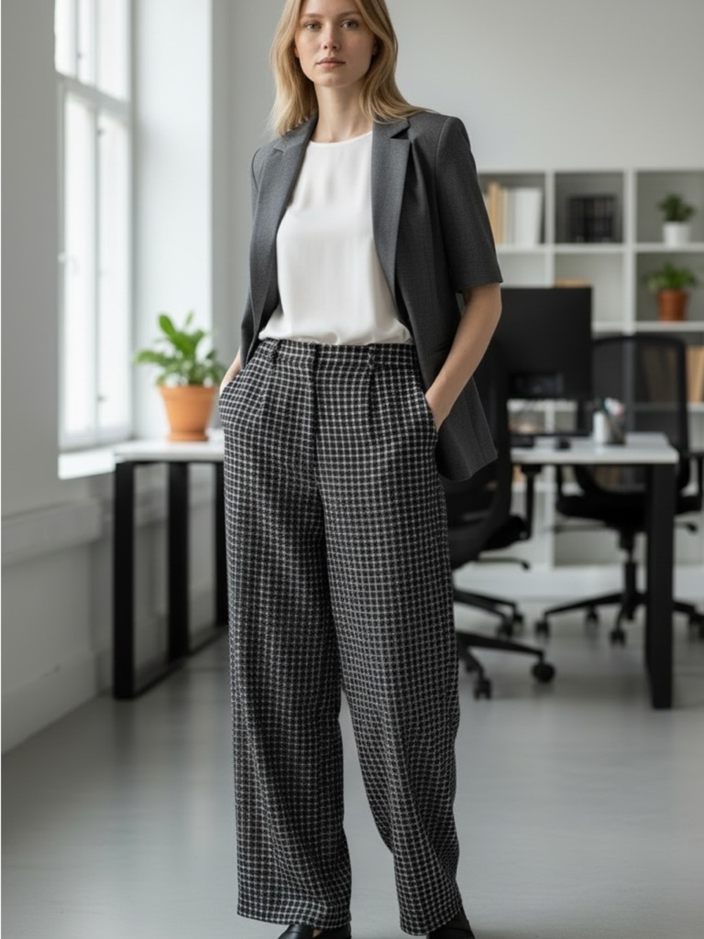 Black and White Checkered Pants